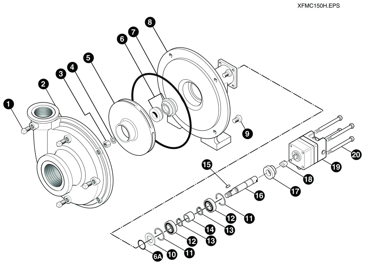 Ace FMC-150F-HYD-206 exploded parts view