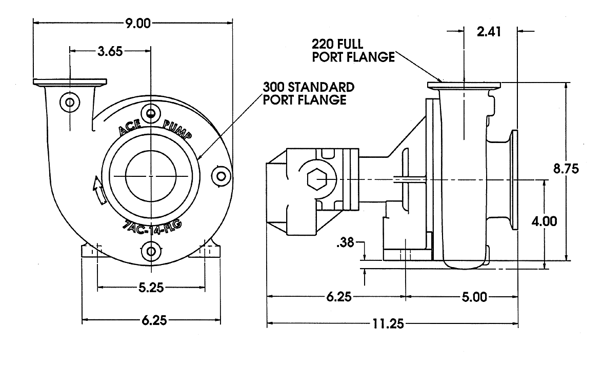 Ace FMC-200F-HYD-304 dimension drawing