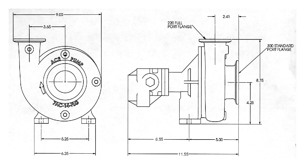 Ace FMC-200F-HYD-307 dimension drawing