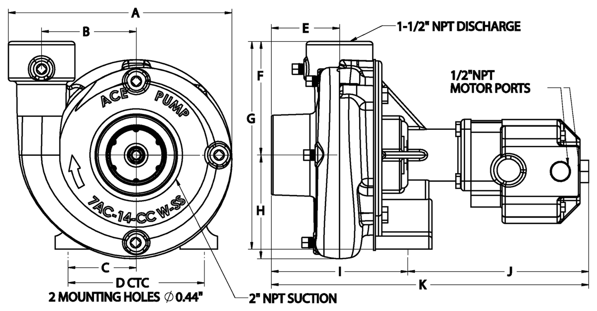 Ace FMC-200SS-HYD-304 dimension drawing