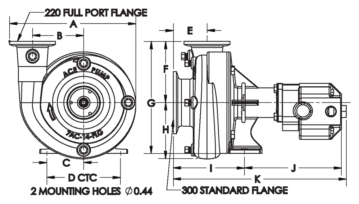 Ace FMC-205F-HYD-304 dimension drawing