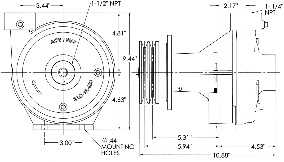 Ace FMC-650-MAG-D dimension drawing
