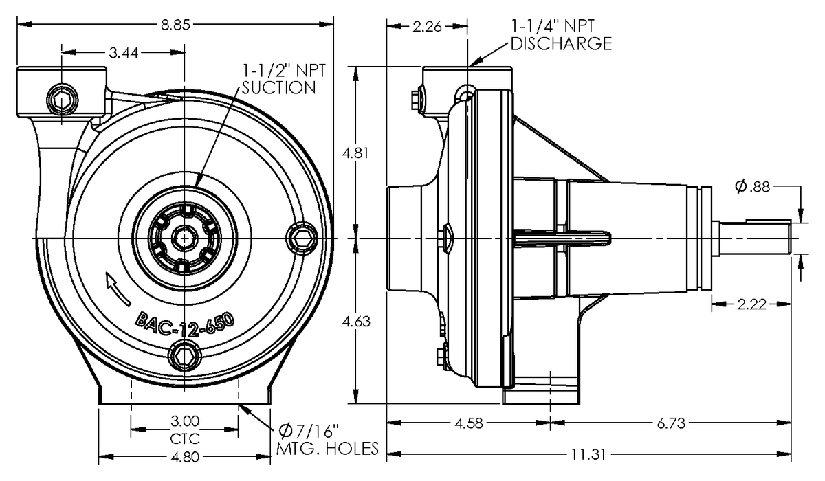 Ace FMC-650 dimension drawing