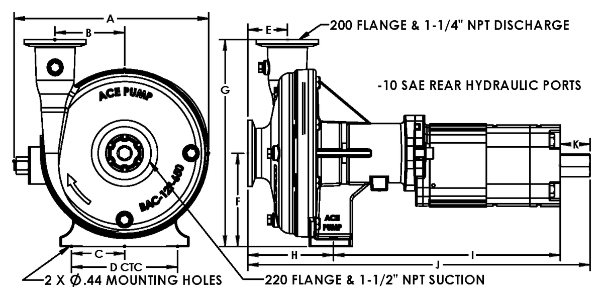 Ace FMC-650F-HYD-PWM dimension drawing