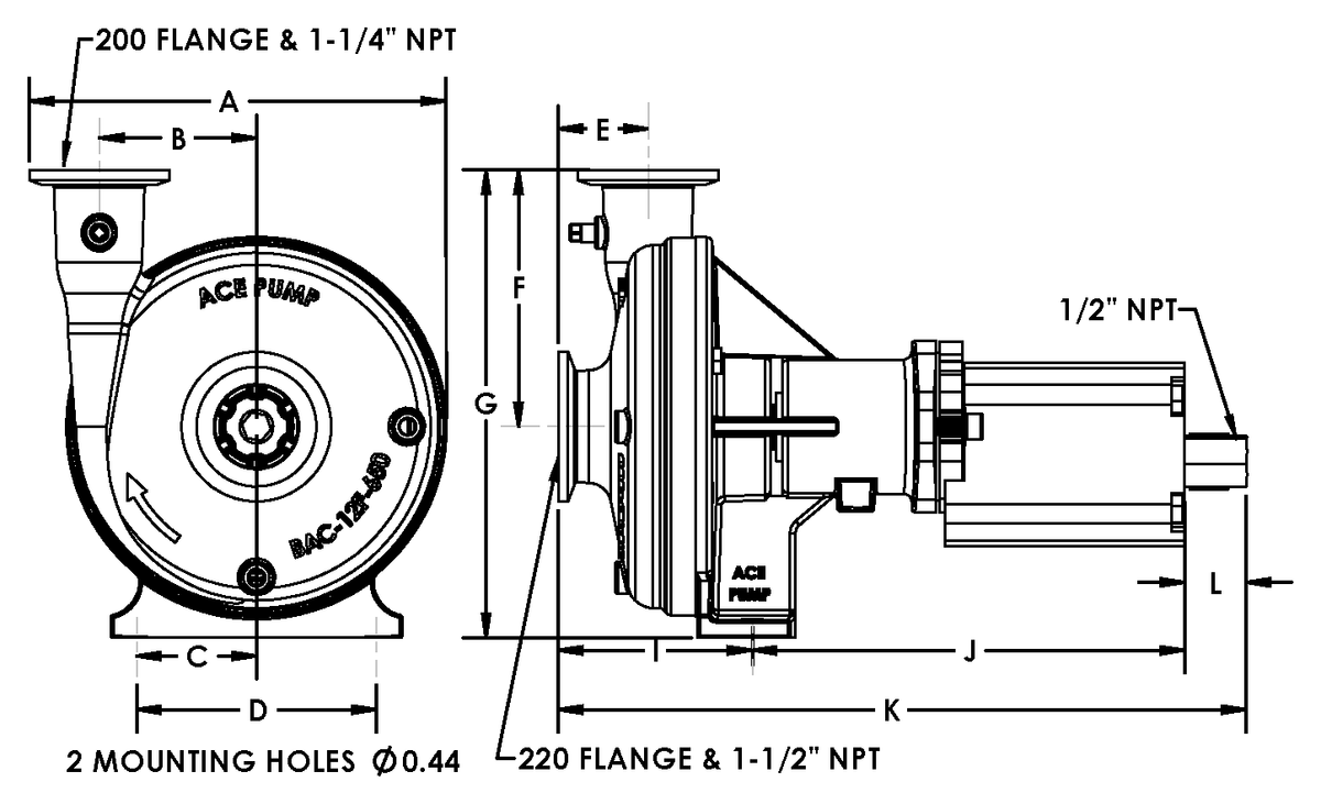 Ace FMC-650F-HYD dimension drawing