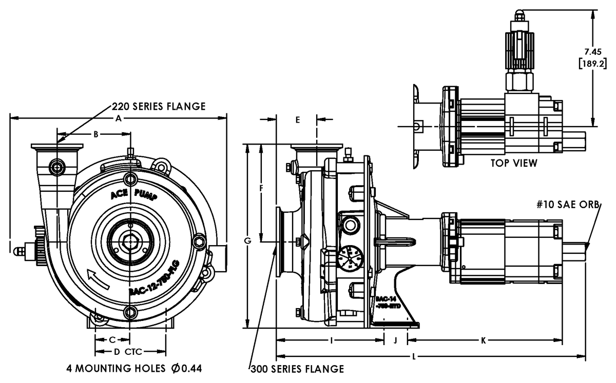 Ace FMC-750F-HYD-M22-PWM dimension drawing