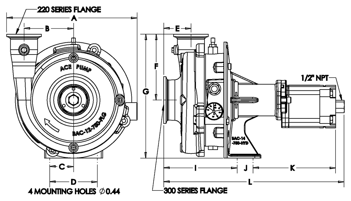 Ace FMC-750F-HYD dimension drawing