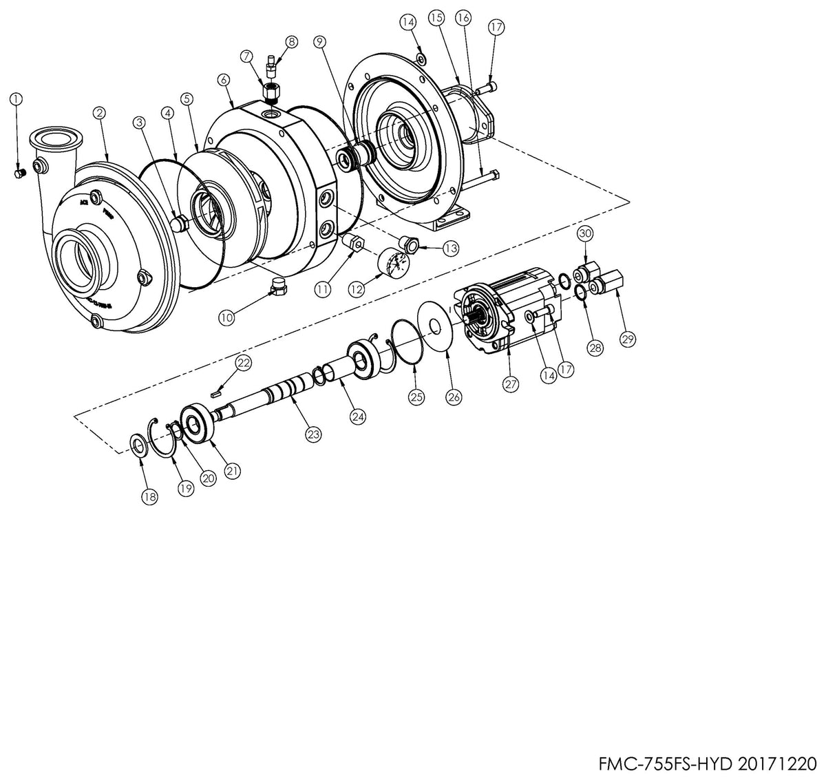 Ace FMC-755FS-HYD exploded parts view