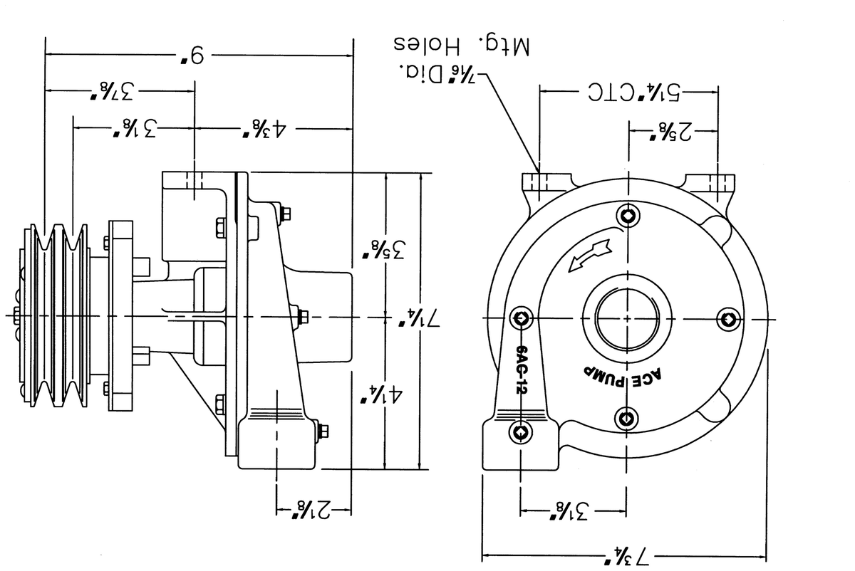 Ace FMC-CW-150-MAG-D dimension drawing