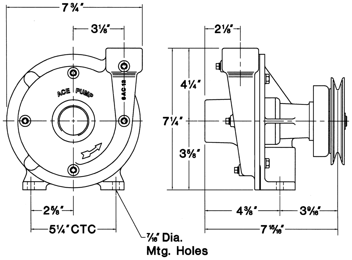 Ace FMC-CW-150-MAG dimension drawing