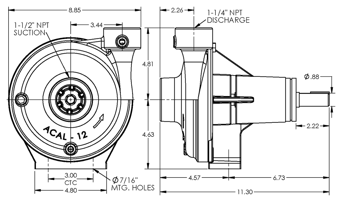 Ace FMC-CW-650 dimension drawing
