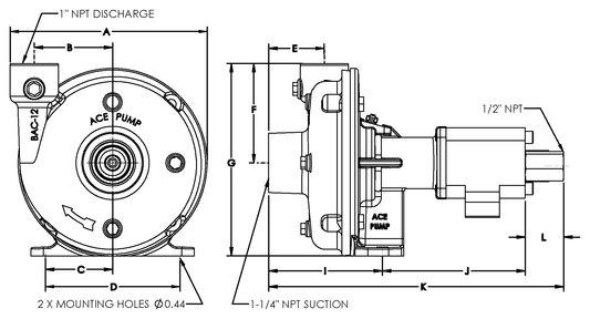 Ace FMCL-HYD-204 dimension drawing