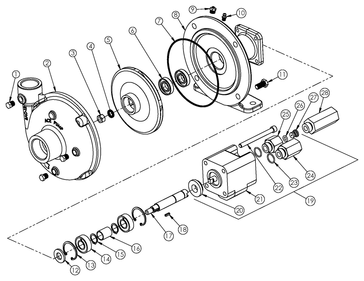 Ace FMCL-HYD-204 exploded parts view