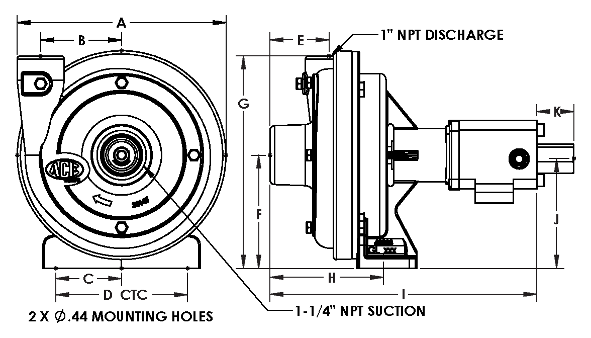 Ace FMCSC-125-HYD-204 dimension drawing