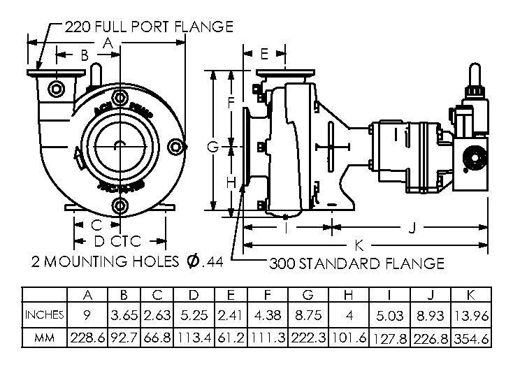 Ace FMCSC-205F-HYD-304-PWM dimension drawing