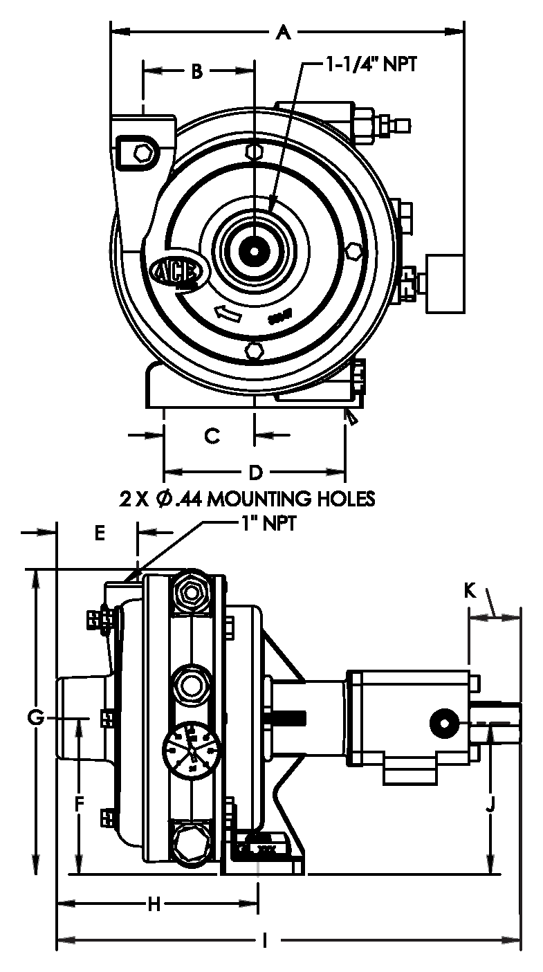 Ace FMCWS-125-HYD-204 dimension drawing