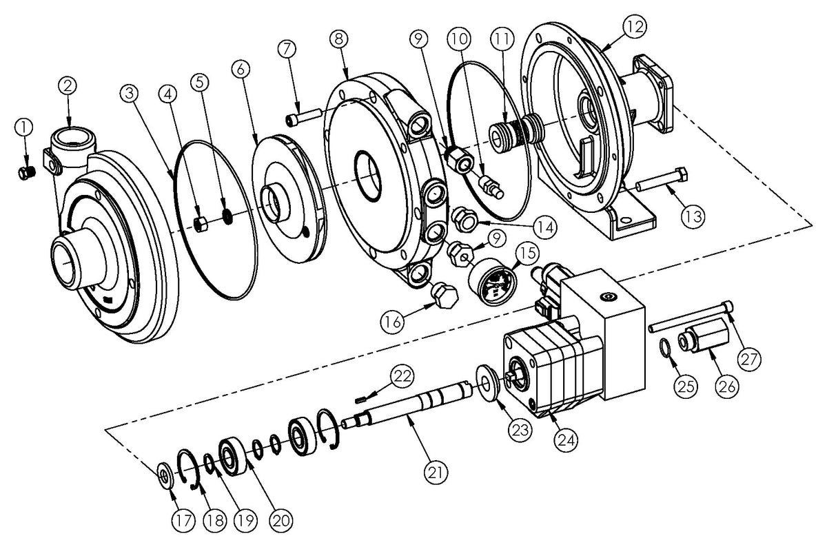 Ace FMCWS-125-HYD-206-PWM exploded parts view