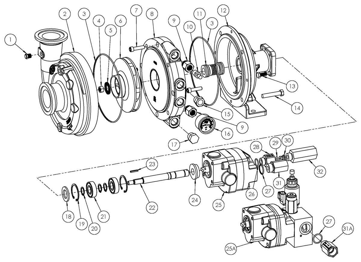 Ace FMCWS-225F-HYD-304 exploded parts view