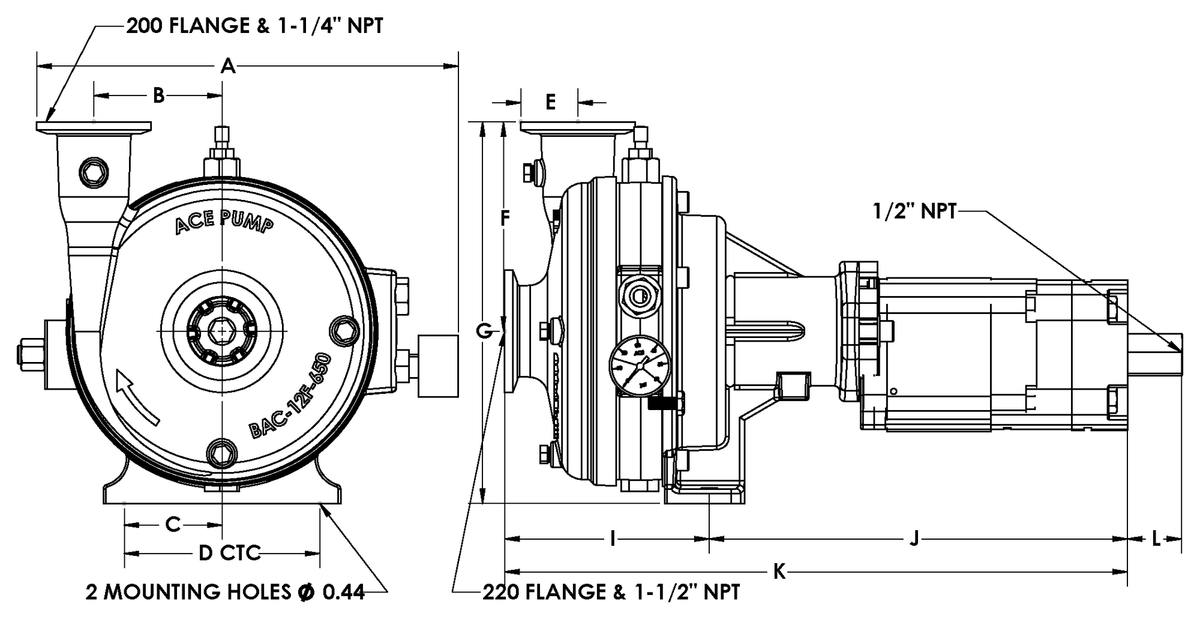 Ace FMCWS-650F-HYD-PWM dimension drawing