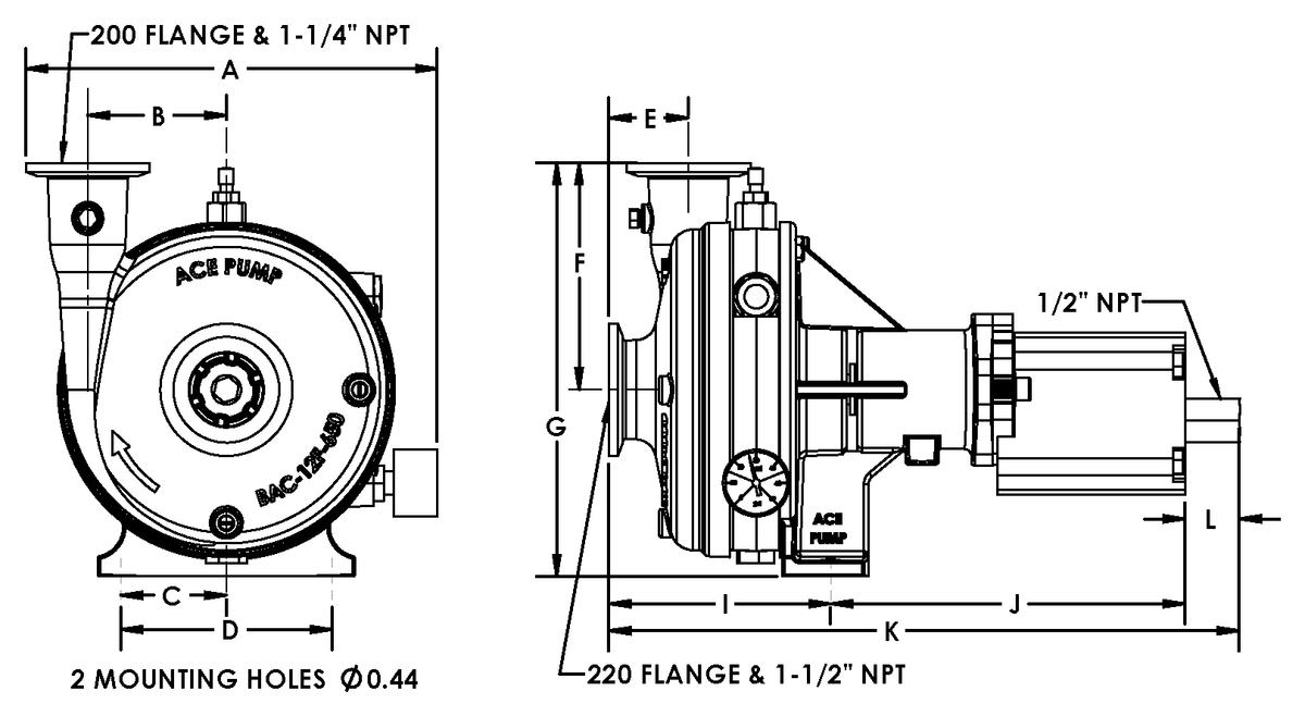 Ace FMCWS-650F-HYD dimension drawing
