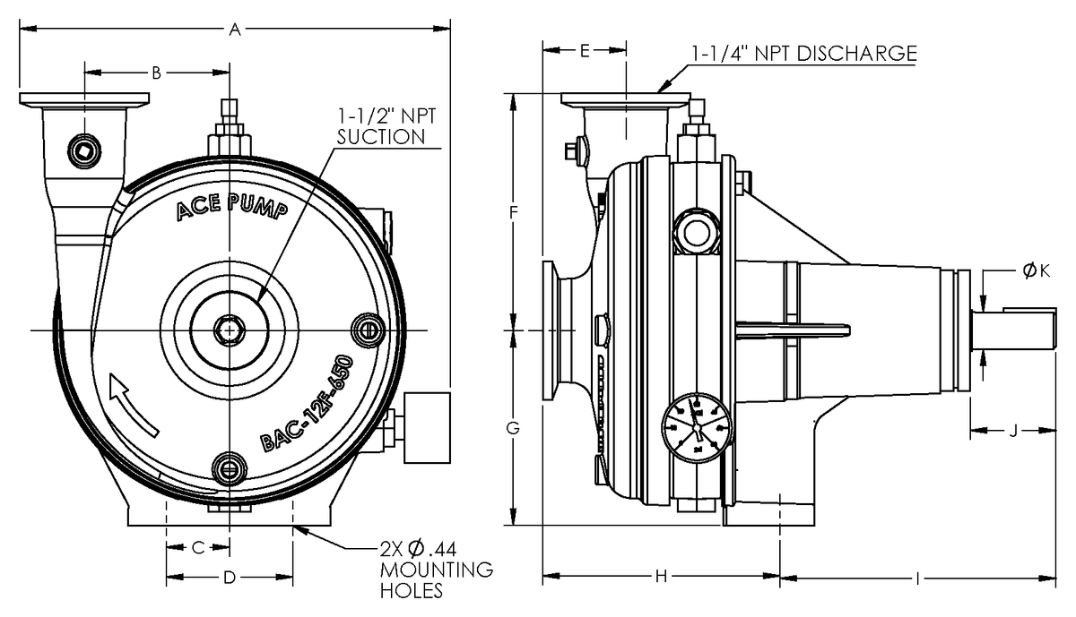 Ace FMCWS-650F dimension drawing