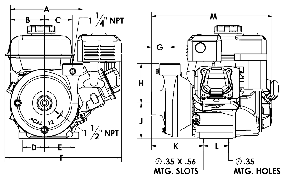 Ace GE-660-HONDA dimension drawing