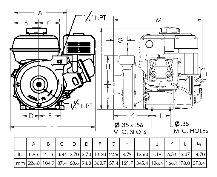 Ace GE-660 dimension drawing