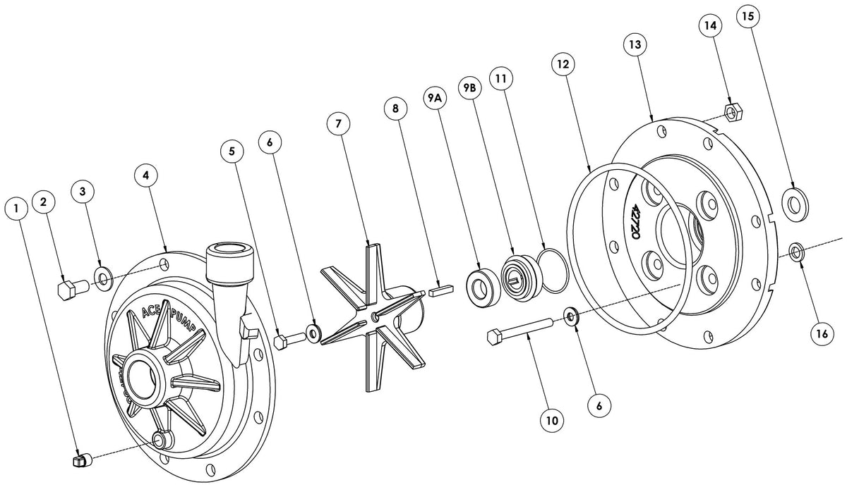 Ace GE-75 exploded parts view