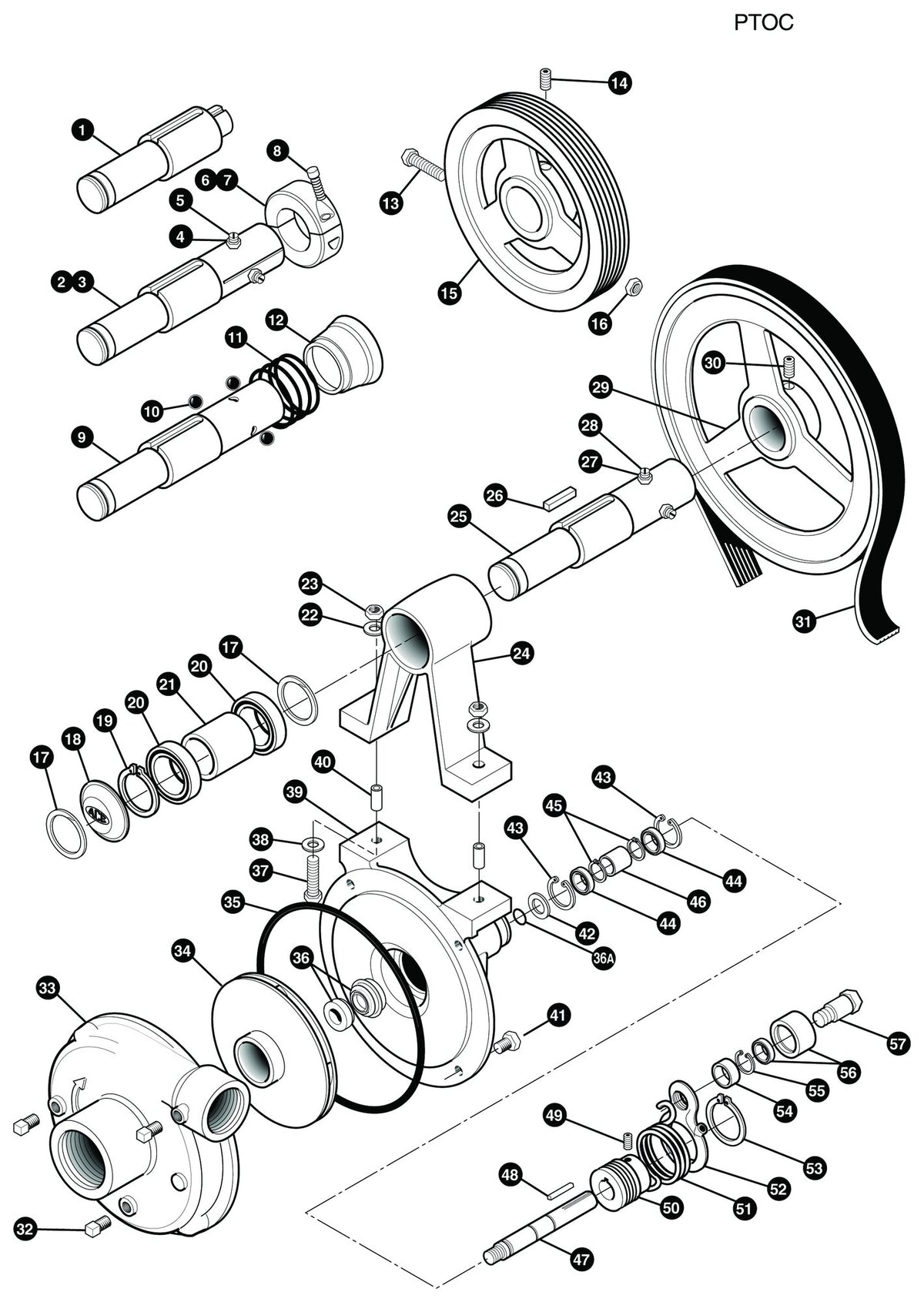 Ace PTOC exploded parts view
