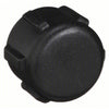 Black plastic CAP050 round end cap with a textured grip design for secure installation.