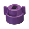 Purple TeeJet CP114440A-10-CE nozzle cap with a cylindrical body and two side wings for easy manual installation.