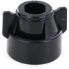 Black plastic replacement knob with a hexagonal center hole and two side wings for easy grip and manual adjustment.