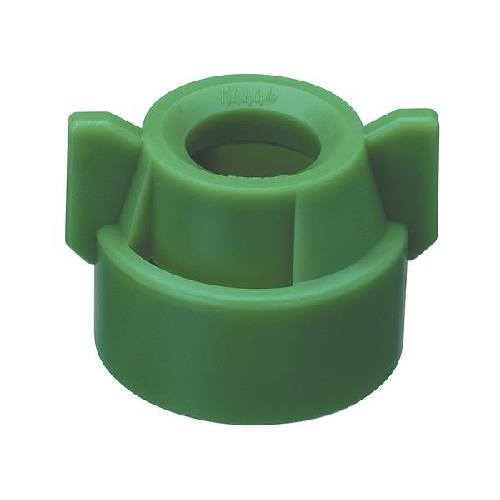 Green plastic round nozzle cap with two side wings for easy grip and adjustment.