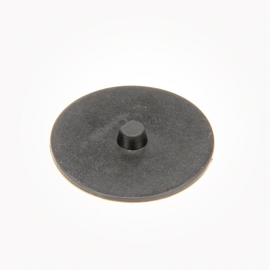 Black circular EPR rubber gasket with a small centered mounting stud on a white background.