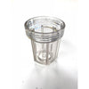 Clear plastic CP23172-NY water filter housing with threaded rim and vertical structural ribs on a white background.