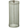 Cylindrical 304 stainless steel wire mesh filter element with a fine woven grid pattern and reinforced top rim.