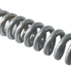 Stainless steel coil spring with a silver metallic finish and uniform, tightly wound helical design.