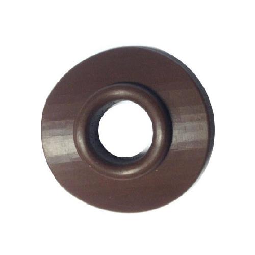 Brown circular rubber grommet or seal with a central hole, featuring a smooth, durable finish for industrial applications.