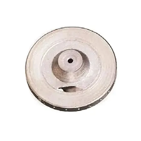 DC46-HSS circular silver metal burner cap with a central hole and perforated edge for gas stove distribution.