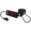 Black GPS speed sensor with a digital red LED display, round antenna, and a three-pin connector cable.