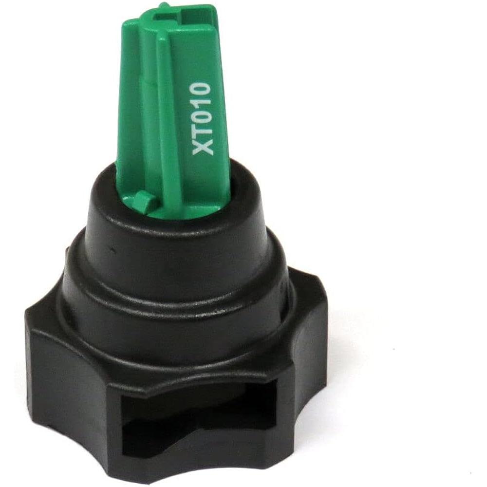 FC-XT010 black plastic knob with a green keyed center insert labeled XT010 for industrial equipment.