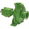 Green hydraulic centrifugal pump with a cast iron housing and dual threaded ports for industrial fluid transfer.