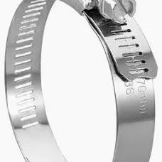 Adjustable stainless steel worm gear hose clamp with a screw-tightening mechanism and 70mm size marking.