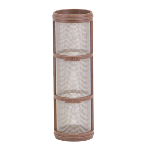 LS140 cylindrical brown plastic filter with a fine stainless steel mesh screen and 40 mesh rating.