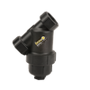 Black Banjo LS200-50 Y-strainer with a durable plastic body and threaded inlet and outlet ports.