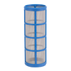 LS250 (B) cylindrical filter with a blue plastic frame and fine stainless steel mesh screen.