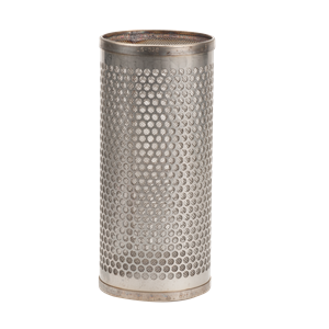 LS320 (B) cylindrical stainless steel filter element with a perforated metal mesh design on a white background.