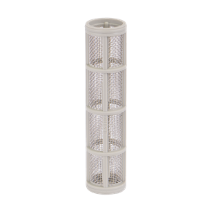 Cylindrical LST116 (B) filter cartridge with a fine stainless steel mesh screen and light grey plastic frame.