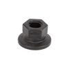 Black M100050FPT hex flange nut with internal threading and a durable, smooth finish for industrial fastening.