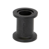 Black cylindrical M200CPG plastic bushing with flanged ends and a hollow center on a white background.